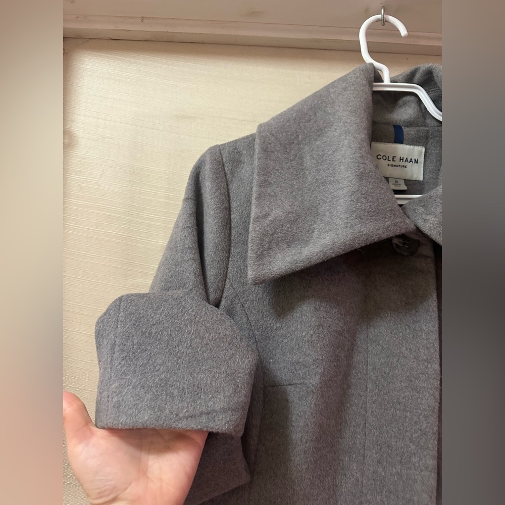 Cole Haan Signature Gray Wool Blend Coat Women’s Size 10 Classic Winter Jacket - Picture 2 of 9